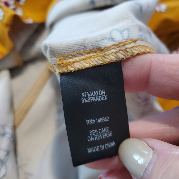 NWT Torrid Mustard In Color Floral Print BabyDoll Blouse Sizr 4X/26, Ret $44.90 - Picture 9 of 11